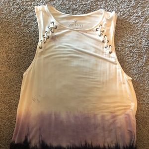 Blue Purple and White Ombre Tank Top